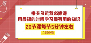 拼多多开店运营课程：用最短的时间学好拼多多运营-汇创资源网-一个提供最全的虚拟资源网站