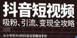抖音视频号高级实操课程：从小号到大V的抖音运营精通手册（吸粉、引流、变现全攻略）-汇创资源网-一个提供最全的虚拟资源网站