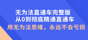 无为法直通车教程完整版：教你彻底精通直通车永不亏损的秘诀-汇创资源网-一个提供最全的虚拟资源网站