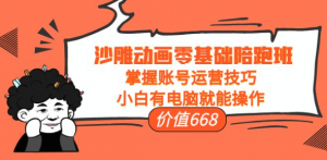 沙雕动画零基础教学课程，小白有电脑就能操作（掌握账号运营技巧）-汇创资源网-一个提供最全的虚拟资源网站