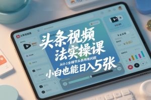 头条视频玩法实操课,从0-1全细节头条所有问题,小白也能日入5张-汇创资源网-一个提供最全的虚拟资源网站