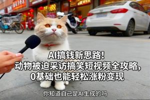 AI搞钱新思路 动物被迫采访搞笑短视频全攻略 0基础轻松涨粉变现-汇创资源网-一个提供最全的虚拟资源网站