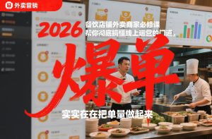 26餐饮店铺外卖商家必修课 搞懂线上运营 实实在在把单量做起来-汇创资源网-一个提供最全的虚拟资源网站