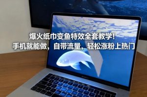 爆火纸巾变鱼特效全套教学 手机就能做 自带流量 轻松涨粉上热门-汇创资源网-一个提供最全的虚拟资源网站