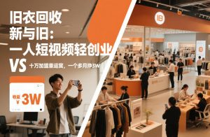 旧衣回收新与旧 一人短视频轻创业 VS十万加盟重运营 一个多月挣3W-汇创资源网-一个提供最全的虚拟资源网站