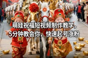 萌娃祝福短视频制作教学，5分钟教会你，快速起号涨粉-汇创资源网-一个提供最全的虚拟资源网站
