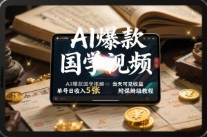 AI爆款国学视频 独家起号方法 小白可上手 当天收益 单号日入5张+-汇创资源网-一个提供最全的虚拟资源网站