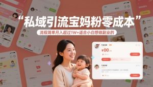 私域引流宝妈粉零成本流程简单月入超过1W+适合小白想做副业的-汇创资源网-一个提供最全的虚拟资源网站