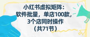 小红书虚拟矩阵 软件批量发笔记 单店100款 3个店同时操作（共71节-汇创资源网-一个提供最全的虚拟资源网站