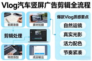 Vlog感觉汽车竖屏广告剪辑脚本全流程，拿捏爆款Vlog质感-汇创资源网-一个提供最全的虚拟资源网站