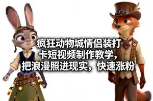 疯狂动物城情侣装打卡短视频制作教学，把浪漫照进现实，快速涨粉-汇创资源网-一个提供最全的虚拟资源网站