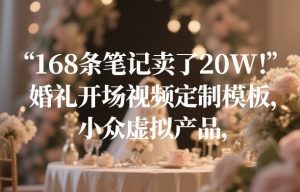 168条笔记卖了20W!婚礼开场视频定制模板,小众虚拟产品-汇创资源网-一个提供最全的虚拟资源网站