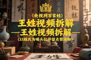 央视网百家姓–王姓视频拆解，以姓氏为噱头拉停留点赞涨粉-汇创资源网-一个提供最全的虚拟资源网站