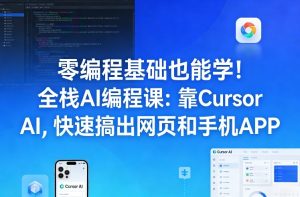 零编程基础也能学 全栈AI编程课 Cursor AI 快速搞出网页和手机APP-汇创资源网-一个提供最全的虚拟资源网站