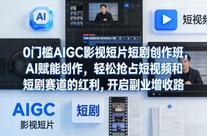 0门槛AIGC影视短片短剧创作 AI赋能创作 抢占短视频和短剧赛道红利-汇创资源网-一个提供最全的虚拟资源网站