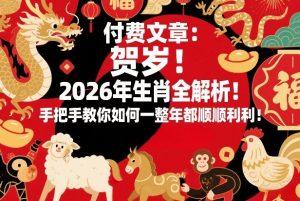 文章：贺岁！2026年生肖全解析！手把手教你如何一整年都顺顺利利-汇创资源网-一个提供最全的虚拟资源网站