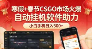 寒假+春节CSGO市场火爆 配合游戏自动挂G软件 一台手机日入3张-汇创资源网-一个提供最全的虚拟资源网站