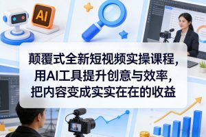 颠覆式全新短视频实操课程 用AI工具提升创意与效率 把内容变收益-汇创资源网-一个提供最全的虚拟资源网站