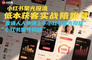 小红书聚光投流低成本获客实战陪跑 普通人快速上手小红书聚光投放-汇创资源网-一个提供最全的虚拟资源网站