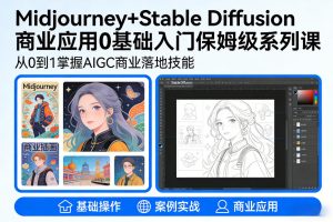 AIGC商业应用Midjourney+Stable Diffusion教程 0基础保姆级系列课-汇创资源网-一个提供最全的虚拟资源网站