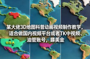 3D地图科普动画视频制作教学 适合国内视频平台 TK中视频 油管账号-汇创资源网-一个提供最全的虚拟资源网站