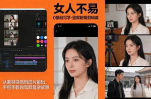 0基础可学 《女人不易》竖屏剧情剪辑课 从素材筛选到成片输出-汇创资源网-一个提供最全的虚拟资源网站