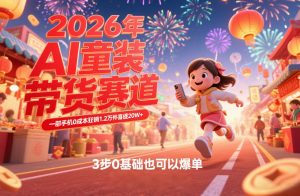 AI童装新春带货赛道 一部手机0成本狂销1.2万件喜提20W+ 0基础爆单-汇创资源网-一个提供最全的虚拟资源网站