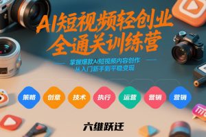 AI短视频轻创业 爆款AI短视频内容创作 新手到平稳变现的六维跃迁-汇创资源网-一个提供最全的虚拟资源网站