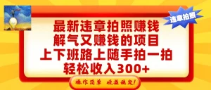 26最新违章拍照赚钱 解气又赚钱的冷门项目 上下班路上随手拍一拍-汇创资源网-一个提供最全的虚拟资源网站