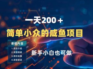 一天收入2张，一个简单小众的咸鱼项目，0门槛小白也能做-汇创资源网-一个提供最全的虚拟资源网站