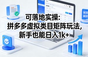 可落地实操：拼多多虚拟类目矩阵玩法，新手也能日入1k+【揭秘】-汇创资源网-一个提供最全的虚拟资源网站