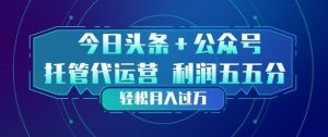 今日头条+公众号双重代运营模式 每天花费十分钟发布 稳定变现3张+ - 汇创资源网-一个提供最全的虚拟资源网站|汇创资源网-一个提供最全的虚拟资源网站