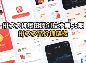 拼多多打爆班原创技术第55期,拼多多高价铺链接 - 汇创资源网-一个提供最全的虚拟资源网站|汇创资源网-一个提供最全的虚拟资源网站