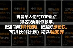 抖音TOP盘点排名视频制作 各领域排行 数据好 伙伴计划 精选独家 - 汇创资源网-一个提供最全的虚拟资源网站|汇创资源网-一个提供最全的虚拟资源网站