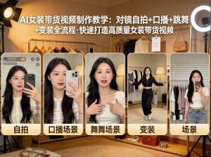 AI女装带货视频制作教学 对镜自拍 口播 跳舞 变装 女装带货视频-汇创资源网-一个提供最全的虚拟资源网站