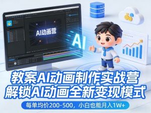 教案AI动画制作实战营 解锁AI动画全新变现模式 每单均价200-500 - 汇创资源网-一个提供最全的虚拟资源网站|汇创资源网-一个提供最全的虚拟资源网站