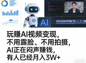 玩賺AI视频变现 不用露脸 拍摄 AI正在闷声賺钱 有人已经月入3W+ - 汇创资源网-一个提供最全的虚拟资源网站|汇创资源网-一个提供最全的虚拟资源网站