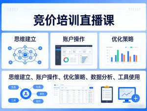竞价培训直播课 覆盖思维建立 账户操作 优化策略数据分析工具使用-汇创资源网-一个提供最全的虚拟资源网站