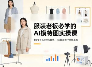 服装老板必学AI模特图实操课 1年省下100W拍摄费 1天搞定季度上新|汇创资源网-一个提供最全的虚拟资源网站