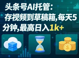 头条号AI托管 我存视频到你草稿箱 每天5分钟 最高日入1k+【揭秘】-汇创资源网-一个提供最全的虚拟资源网站