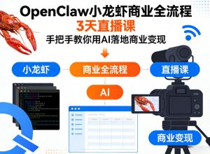 OpenClaw小龙虾商业全流程3天直播课 手把手教你用AI落地商业变现-汇创资源网-一个提供最全的虚拟资源网站