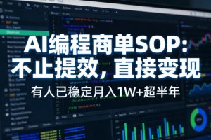 AI编程商单SOP AI编程不能只给工作提效 还要直接变现 稳定月1W+-汇创资源网-一个提供最全的虚拟资源网站