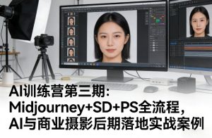 AI训练营 Midjourney+SD+PS全流程 AI与商业摄影后期落地实战案例-汇创资源网-一个提供最全的虚拟资源网站