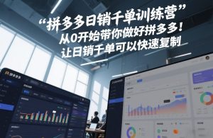 拼多多日销千单训练营 从0开始带你做好拼多多 日销千单可快速复制|汇创资源网-一个提供最全的虚拟资源网站