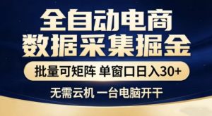 独家电商数据全自动采集项目 批量矩阵 单窗口轻松日入3张+【揭秘|汇创资源网-一个提供最全的虚拟资源网站