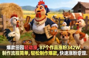 爆款田园轻动漫 87个作品涨342W 制作简单 轻松制作爆款 快速变现 - 汇创资源网-一个提供最全的虚拟资源网站|汇创资源网-一个提供最全的虚拟资源网站