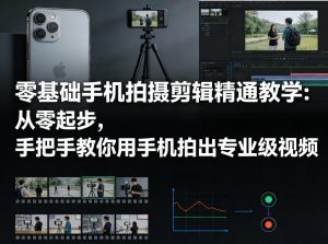 零基础手机拍摄剪辑精通教学 从零起步 教你用手机拍出专业级视频-汇创资源网-一个提供最全的虚拟资源网站