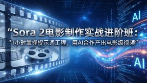 Sora2电影制作实战进阶班 1H掌握提示词工程 AI合作产出电影级视频-汇创资源网-一个提供最全的虚拟资源网站