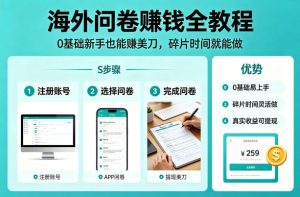 海外问卷賺钱全教程,0基础新手也能賺美刀,碎片时间就能做 - 汇创资源网-一个提供最全的虚拟资源网站|汇创资源网-一个提供最全的虚拟资源网站