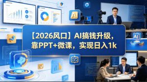 【2026风口】AI搞钱升级，靠PPT+微课，实现日入1k-汇创资源网-一个提供最全的虚拟资源网站